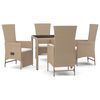 vidaXL spisebordss&aelig;t til haven 5 dele med hynder polyrattan beige