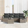 vidaXL Havesofa Sæt med pude 6 pcs Grå 231 x 117 x 85 cm Poly rattan