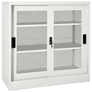 vidaXL skab med skydel&aring;ger 90x40x90 cm st&aring;l lysegr&aring;