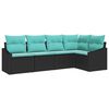 vidaXL Sofa S&aelig;t med pude 5 pcs Sort polyrattan
