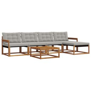 vidaXL Udend&oslash;rs sofagruppe med pude 6 pcs Naturlig og Lys Gr&aring;