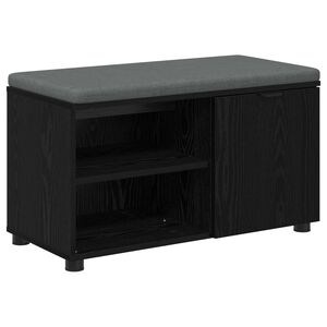 vidaXL Hallb&aelig;nk med pude Sort Eg 80 x 38 x 46 cm Kunstigt tr&aelig; og stof