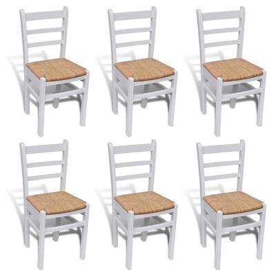 vidaXL spisebordsstole 6 stk. fyrretræ og siv hvid