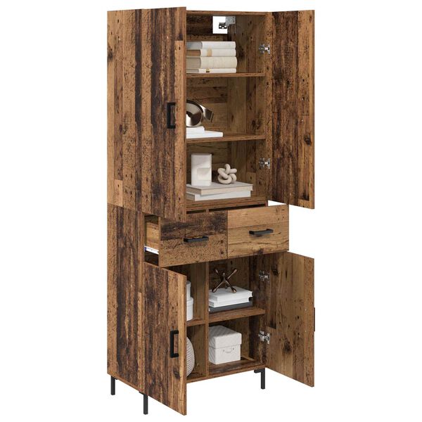vidaXL Highboard Gammelt tr&aelig; 69,5 x 34 x 180 cm Konstrueret tr&aelig;