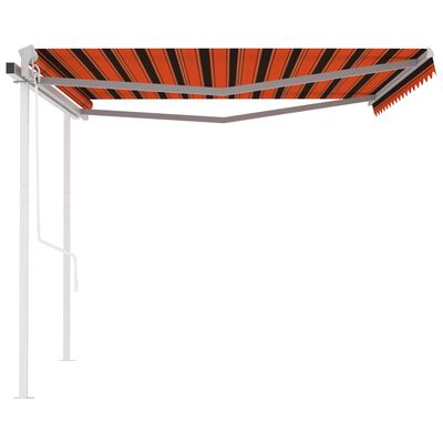 vidaXL markise med stolper 4x3 m automatisk betjening orange og brun