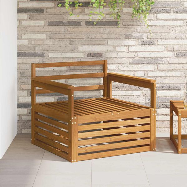 vidaXL 2 Stk Sofa med arml&aelig;n Massivt Akacietr&aelig; Naturfarvet