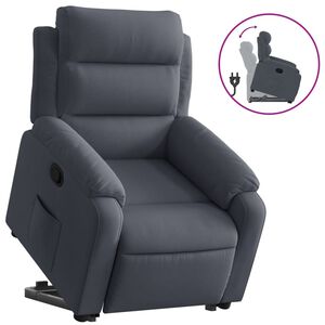 vidaXL l&oslash;ftestol velour m&oslash;rkegr&aring;
