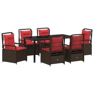 vidaXL Have Spisebordss&aelig;t 7 pcs Brun polyrattan