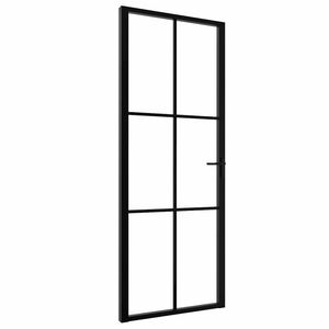 vidaXL indvendig d&oslash;r 76x201,5 cm sikkerhedsglas og aluminium sort