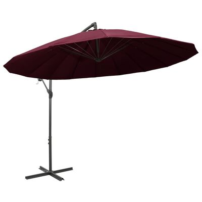 vidaXL hængende parasol 3 m aluminiumsstang bordeaux