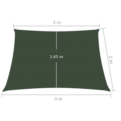 vidaXL solsejl 3/4x2 m 160 g/m² HDPE mørkegrøn