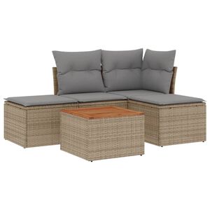 vidaXL sofas&aelig;t til haven 5 dele med hynder polyrattan beige