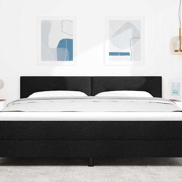 vidaXL LED sengegavl med LED -strimmellys Sort 180 cm Polyester