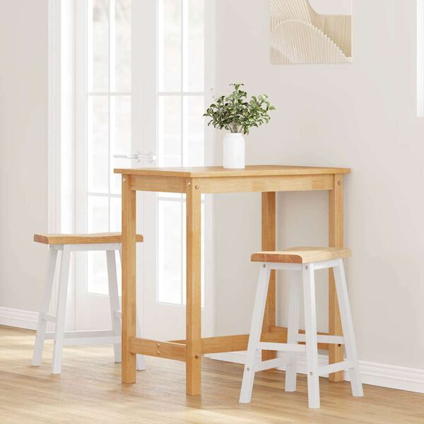 vidaXL barstole 2 stk. massivt gummitræ hvid