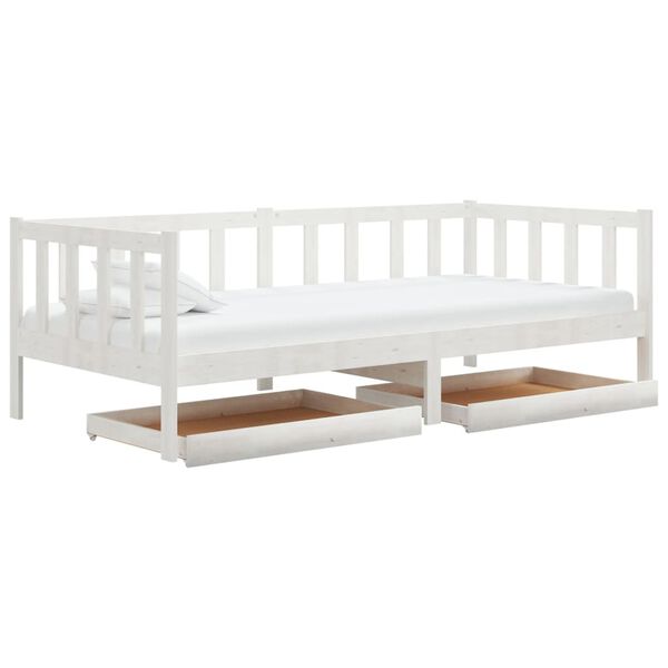 vidaXL daybed med skuffer 90x200 cm massivt fyrretr&aelig; hvid
