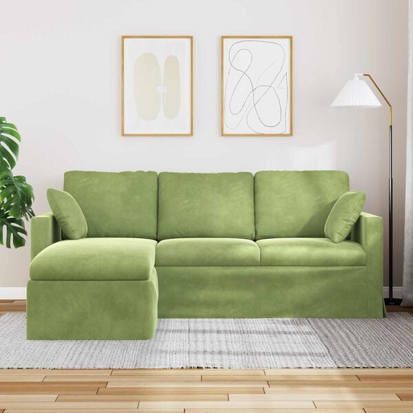 vidaXL Sofa Lys gr&oslash;n 198 x 134 x 80 cm Fl&oslash;jl
