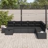 vidaXL Havesofa S&aelig;t med pude 8 pcs Sort polyrattan