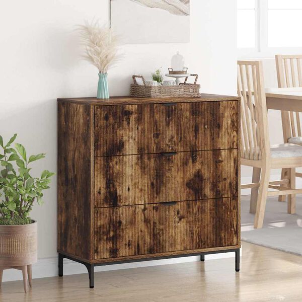 vidaXL Sideboard med skuffe R&oslash;get eg 79,5 x 33 x 82 cm Konstrueret tr&aelig;
