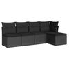 vidaXL sofas&aelig;t til haven 5 dele med hynder polyrattan sort