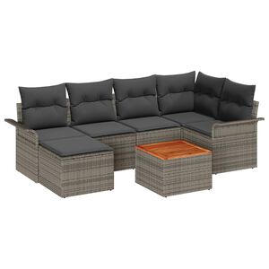 vidaXL Havesofa S&aelig;t med opbevaring 7 pcs Gr&aring; polyrattan