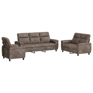 vidaXL Sofa S&aelig;t 3 pcs Lysegr&aring; Faux Suede L&aelig;der