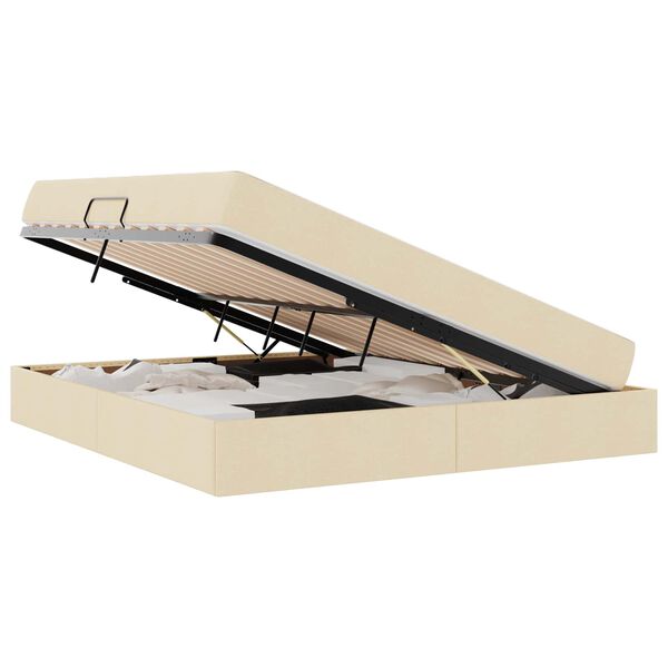 vidaXL Seng med opbevaring og madras Creme 160 x 200 cm Polyester