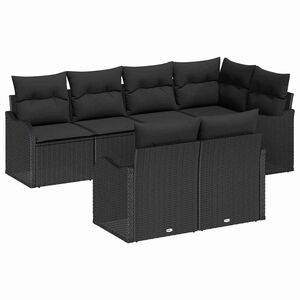 vidaXL Havesofa S&aelig;t med opbevaring 7 pcs Sort Poly rattan