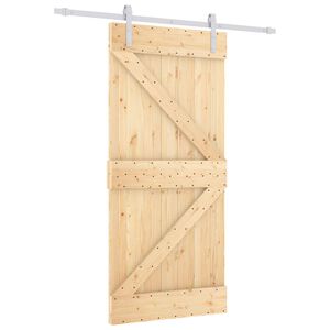 vidaXL Skyded&oslash;r 90 x 210 cm Massivt fyrretr&aelig; Natur og hvid
