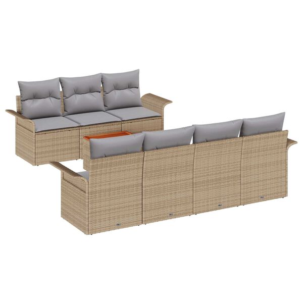 vidaXL Havesofa S&aelig;t med pude 8 pcs Beige polyrattan