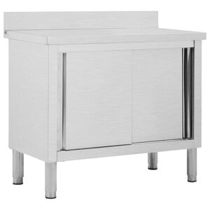 vidaXL arbejdsbord med skydel&aring;ger 100x50x(95-97) cm rustfrit st&aring;l
