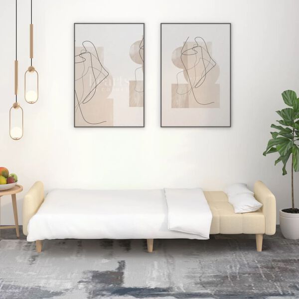 vidaXL 2-personers sovesofa stof cremefarvet