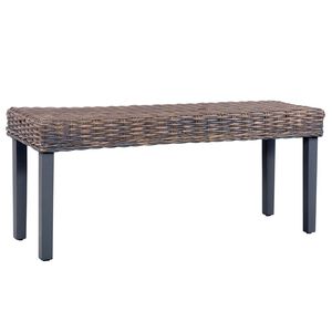 vidaXL b&aelig;nk 110 cm naturlig kubu-rattan massivt mahognitr&aelig; gr&aring;