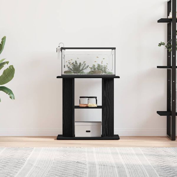 vidaXL akvariestativ sort egetræ 60x30x60 cm konstrueret træ