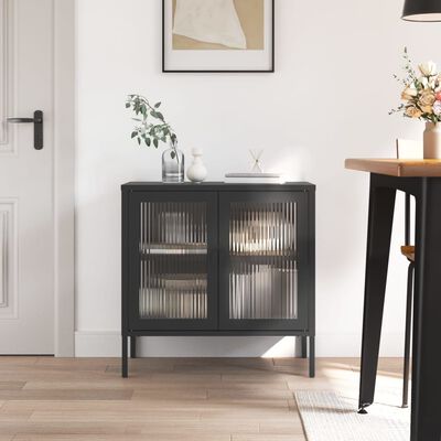 vidaXL skænk 70x35x70 cm glas og stål sort
