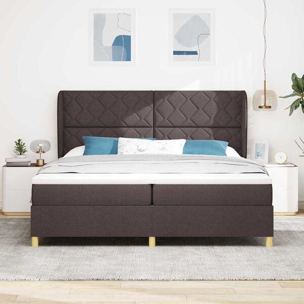vidaXL Box spring seng med madras M&oslash;rk Brun 200 x 200 cm Stof