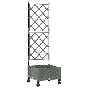 vidaXL Haveplantekasse med espalier og hjul Lysegr&aring; 40 x 40 x 131,5 cm