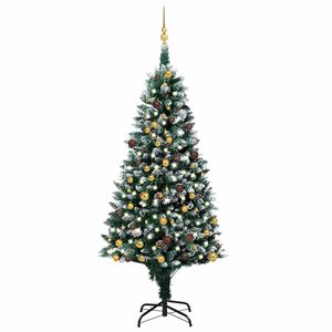 vidaXL kunstigt juletr&aelig; med LED og kugles&aelig;t og fyrrekogler 210 cm