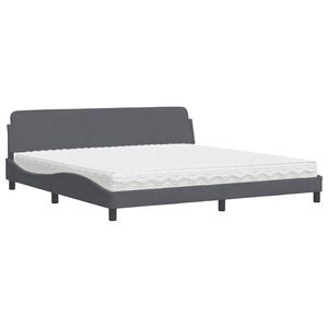 vidaXL seng med madras Dover 200x200 cm velour m&oslash;rkegr&aring;