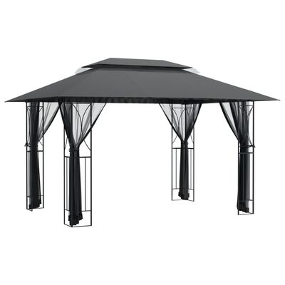 vidaXL pavillon med sidevægge 400x300x270 cm stål antracitgrå