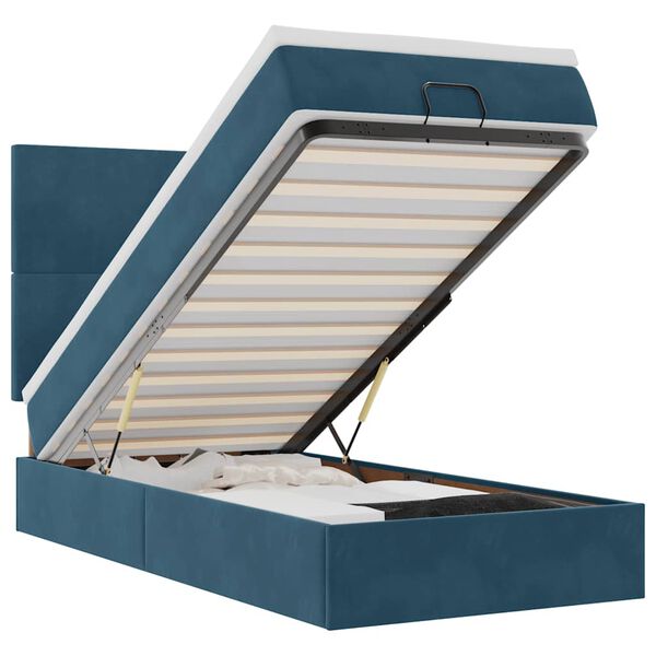 vidaXL osmannisk sengeramme med madrasser 80x200 cm fl&oslash;jl m&oslash;rkebl&aring;