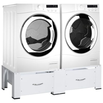 vidaXL dobbelt sokkel til vaskemaskine og tørretumbler skuffer hvid