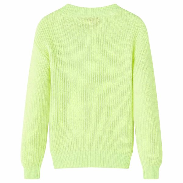 Sweater til b&oslash;rn str. 116 strikket neongul