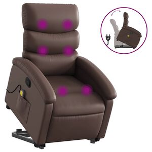 vidaXL l&oslash;ftestol med massagefunktion kunstl&aelig;der brun