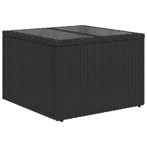 vidaXL havebord med glasplade sort 55x55x37 cm polyrattan