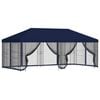 vidaXL Pavillon med sidetapper 6 x 3 m Bl&aring; Polyester og St&aring;l 190 gsm