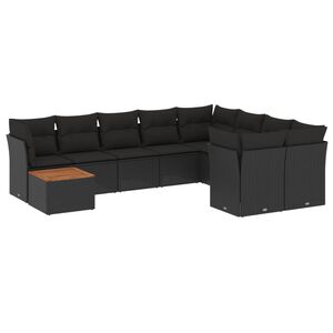 vidaXL sofas&aelig;t til haven 10 dele med hynder polyrattan sort
