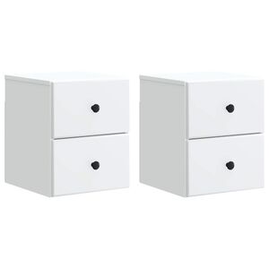 vidaXL V&aelig;gh&aelig;ngt Natbord 2 pcs Hvid 34,5 x 33 x 40 cm Konstrueret tr&aelig;