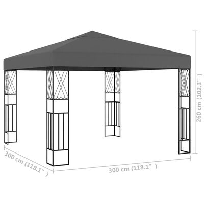 vidaXL pavillon 3x3 m stof antracitgrå