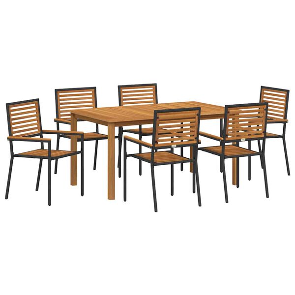 vidaXL Have Spisebordssæt 7 pcs Sort Poly rattan