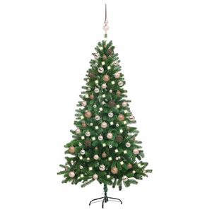 vidaXL kunstigt juletr&aelig; med lys og kugles&aelig;t 150 cm gr&oslash;n
